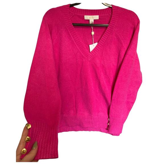 Lilly Pulitzer NWT Kaycee Sweater V Neck Pullover Raglan Sleeve Pink Size Large - Picture 5 of 15
